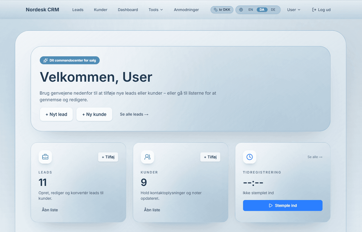 Nordesk CRM Dashboard